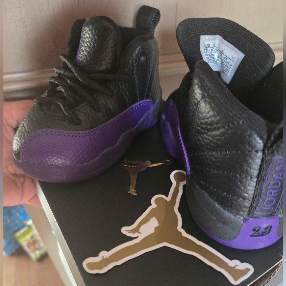Nike Air Jordan 12 Retro Black/Purple TD Size 5c BNIB